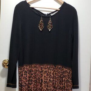 Black & Leopard Printed Vintage Dress.